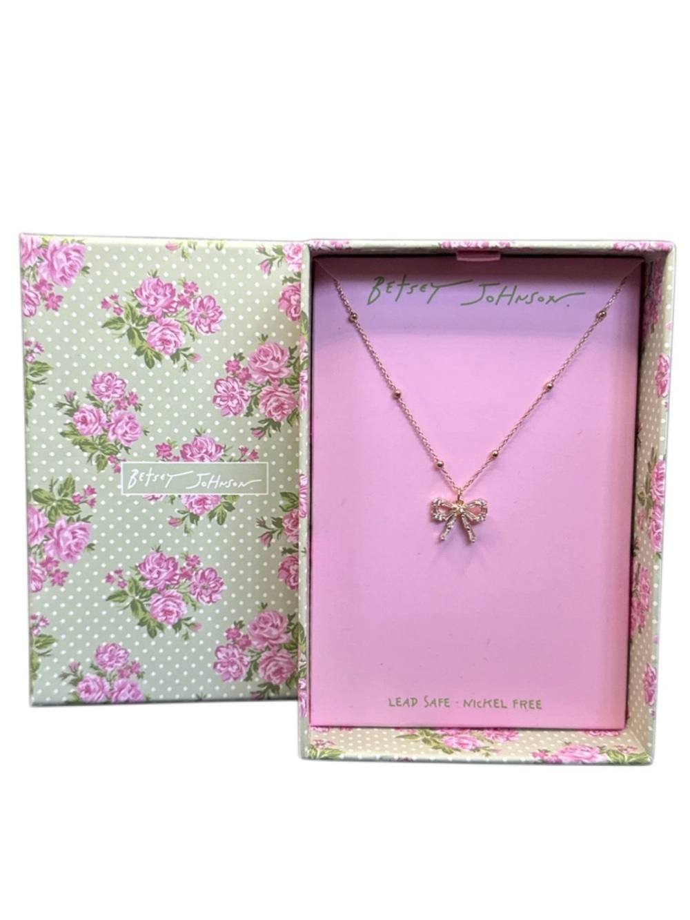 Betsey Johnson Crystal Baguette Bow Necklace - Picture 2 of 4